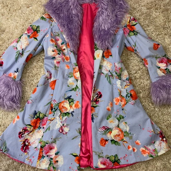 Custom Designer Floral Festival Fur Coat. - Picture 4 of 10